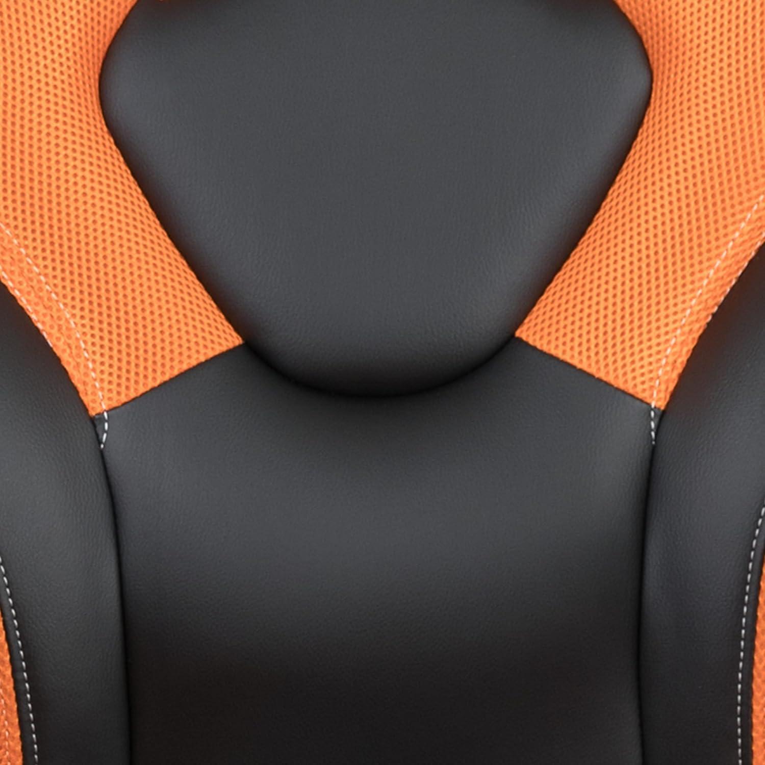 imageFlash Furniture X10 HighBack LeatherSoft Racing Style Gaming Chair with FlipUp Arms Ergonomic Padded Swivel Computer Chair RedBlackOrange