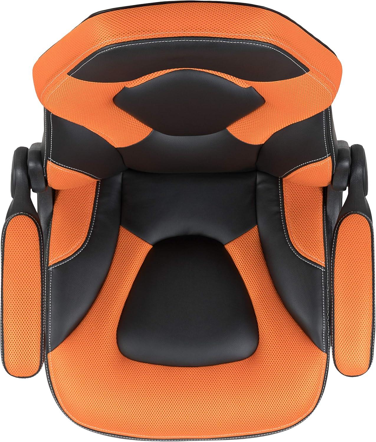 imageFlash Furniture X10 HighBack LeatherSoft Racing Style Gaming Chair with FlipUp Arms Ergonomic Padded Swivel Computer Chair RedBlackOrange