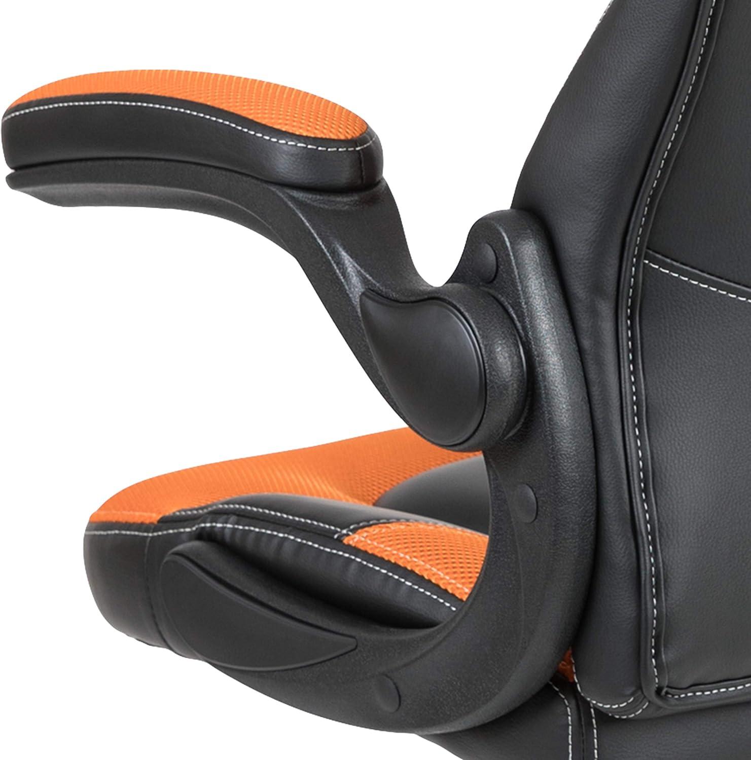 imageFlash Furniture X10 HighBack LeatherSoft Racing Style Gaming Chair with FlipUp Arms Ergonomic Padded Swivel Computer Chair RedBlackOrange