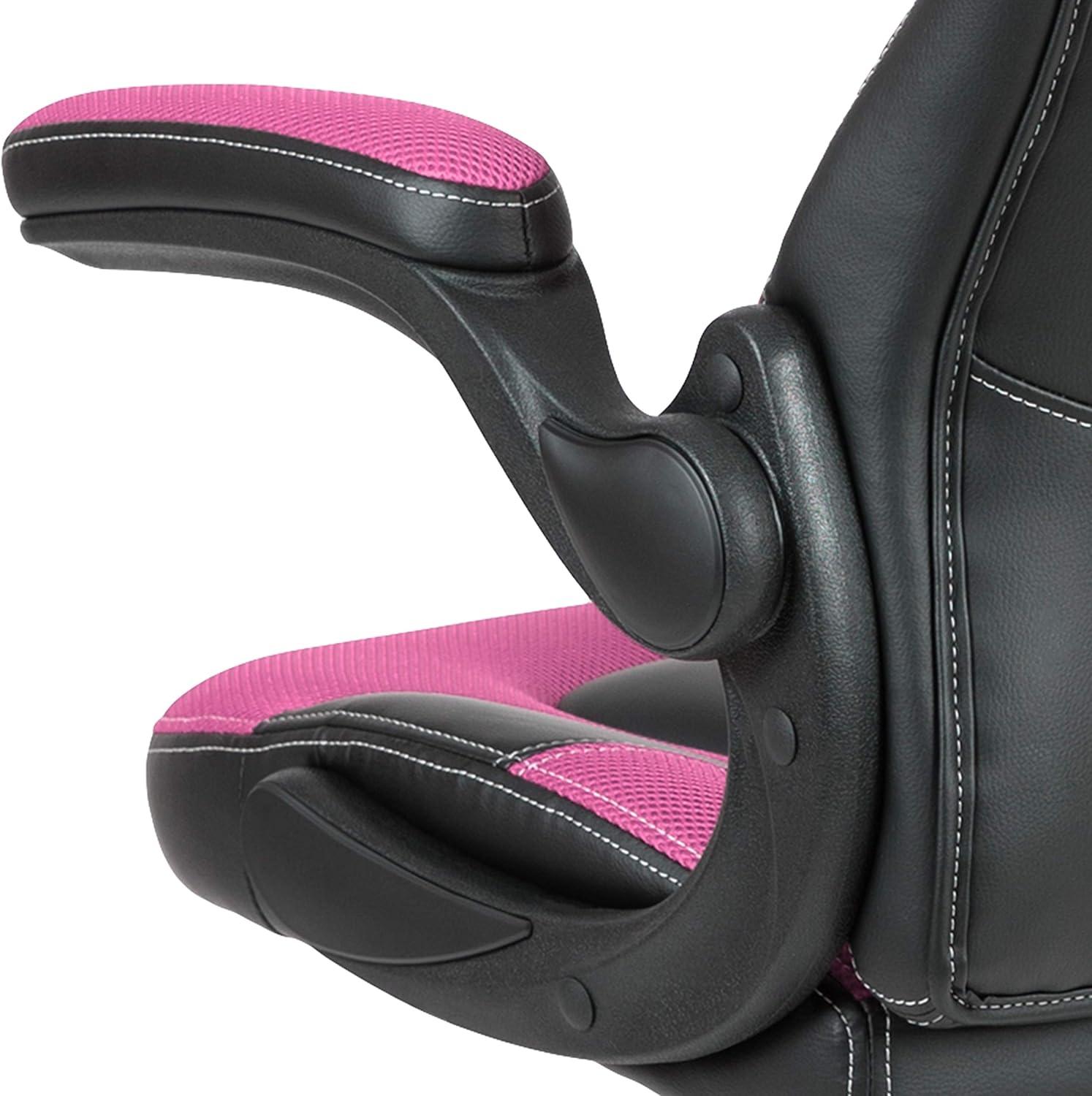 imageFlash Furniture X10 HighBack LeatherSoft Racing Style Gaming Chair with FlipUp Arms Ergonomic Padded Swivel Computer Chair RedBlackPink