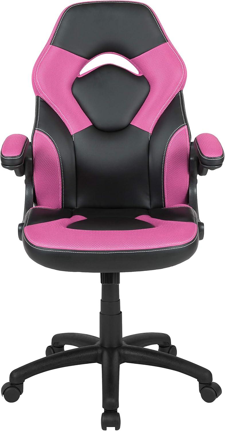 imageFlash Furniture X10 HighBack LeatherSoft Racing Style Gaming Chair with FlipUp Arms Ergonomic Padded Swivel Computer Chair RedBlackPink
