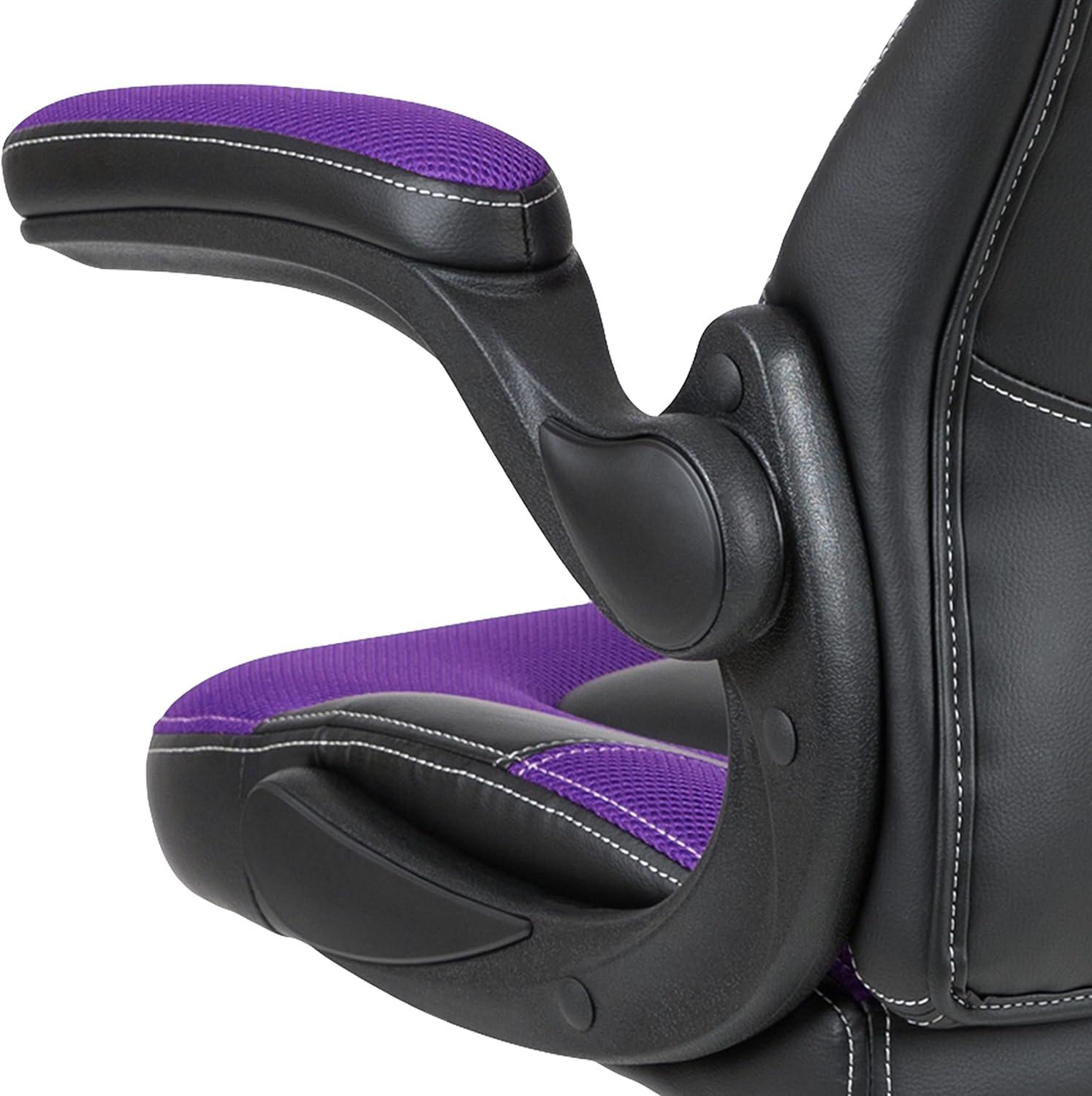 imageFlash Furniture X10 HighBack LeatherSoft Racing Style Gaming Chair with FlipUp Arms Ergonomic Padded Swivel Computer Chair RedBlackPurple