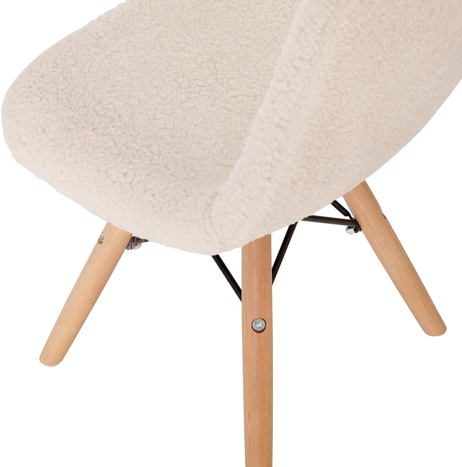 imageFlash Furniture Zula Kids Modern Padded Faux Faux Shearling Accent Chair Padded OffWhite Faux Shearling Upholstery Beechwood Legs
