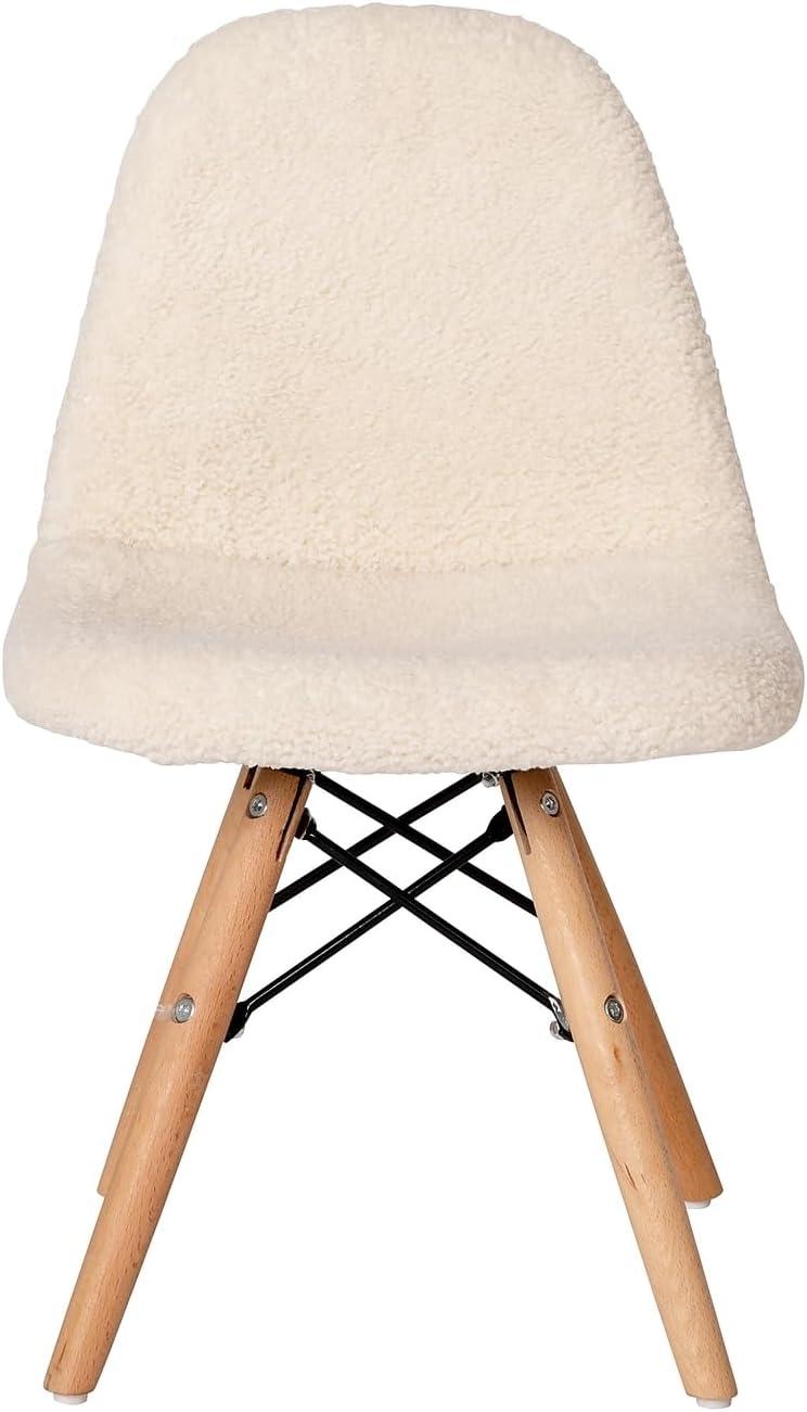 imageFlash Furniture Zula Kids Modern Padded Faux Faux Shearling Accent Chair Padded OffWhite Faux Shearling Upholstery Beechwood Legs