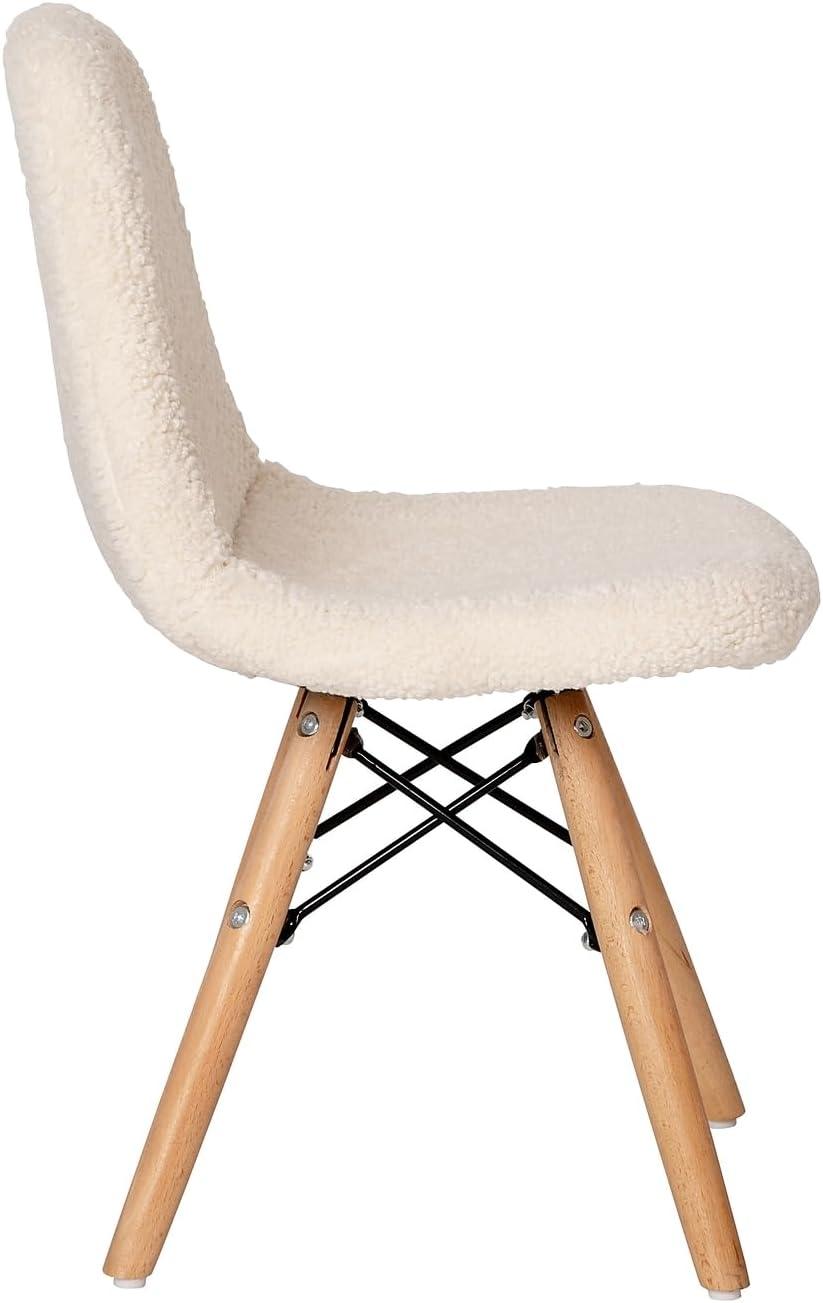 imageFlash Furniture Zula Kids Modern Padded Faux Faux Shearling Accent Chair Padded OffWhite Faux Shearling Upholstery Beechwood Legs