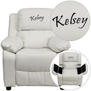 imageFlash EMB White Vinyl Kids Recliner Solid Hardwood Frame