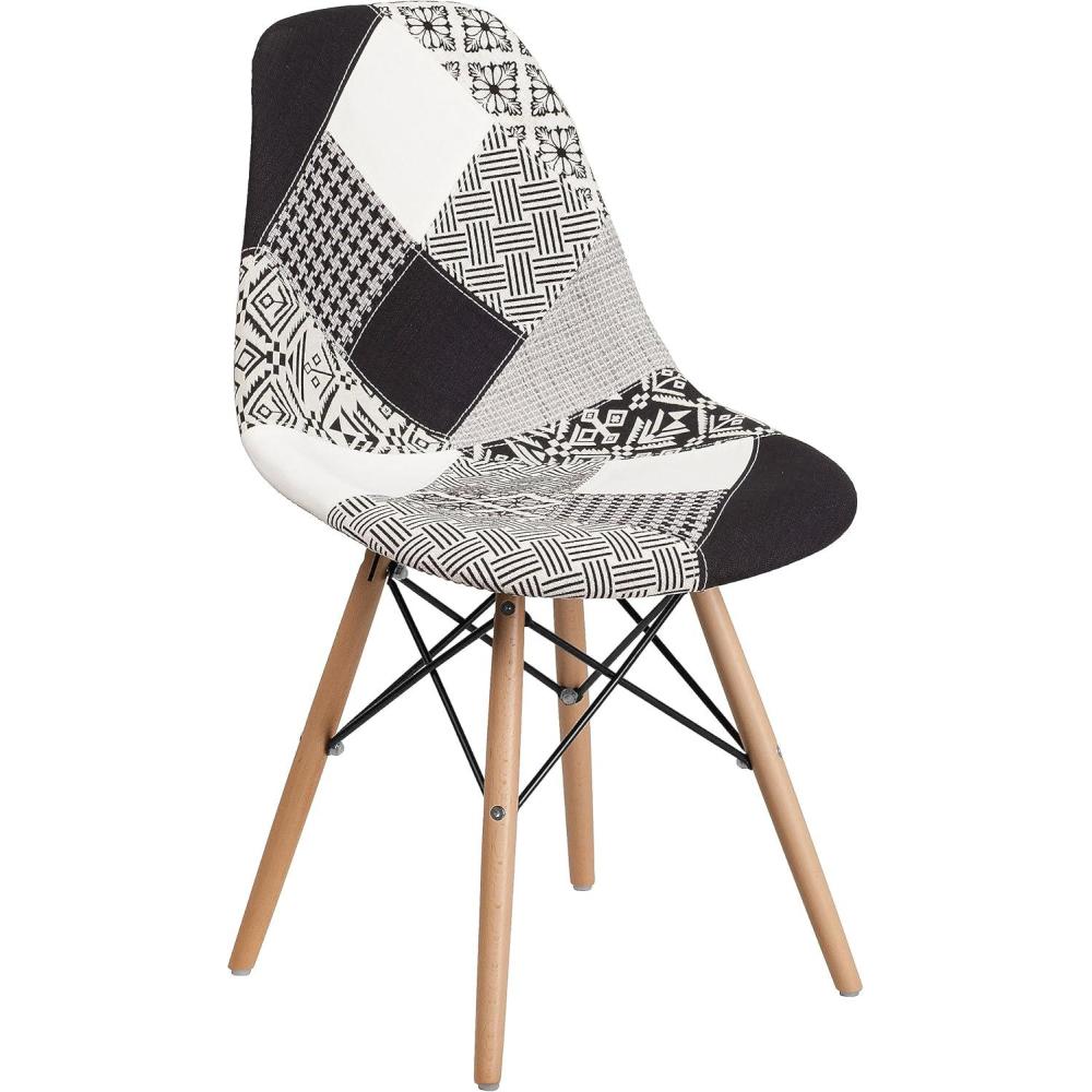 imageFlash Furniture 2 Pack Elon Series Milan Patchwork Fabric Chair with Wooden LegsTurin Patchwork