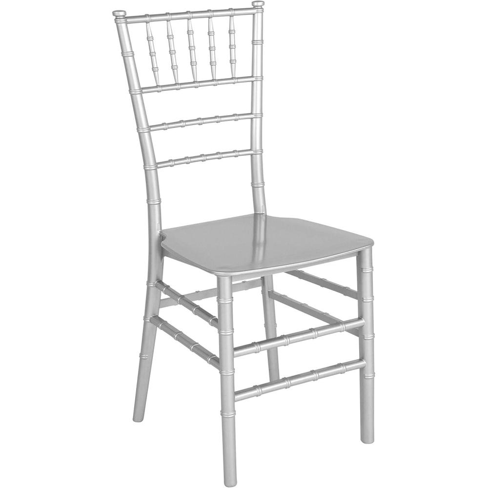 imageFlash Furniture 2 Pack HERCULES Series Gold Resin Stacking Chiavari ChairSilver