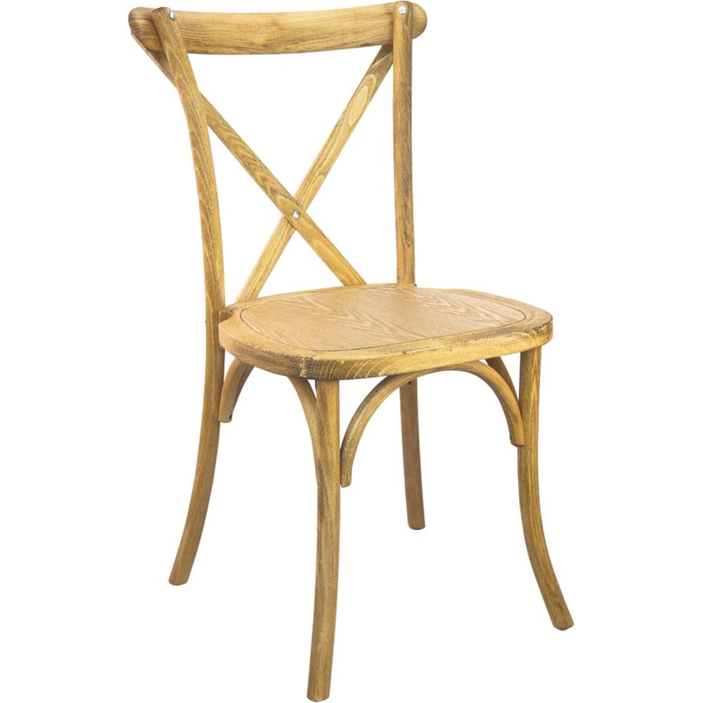 imageFlash Furniture 2Pack Advantage Commercial XBack Chairs with Solid Elm Wood One Piece Frame in Medium Natural with White GrainNatural
