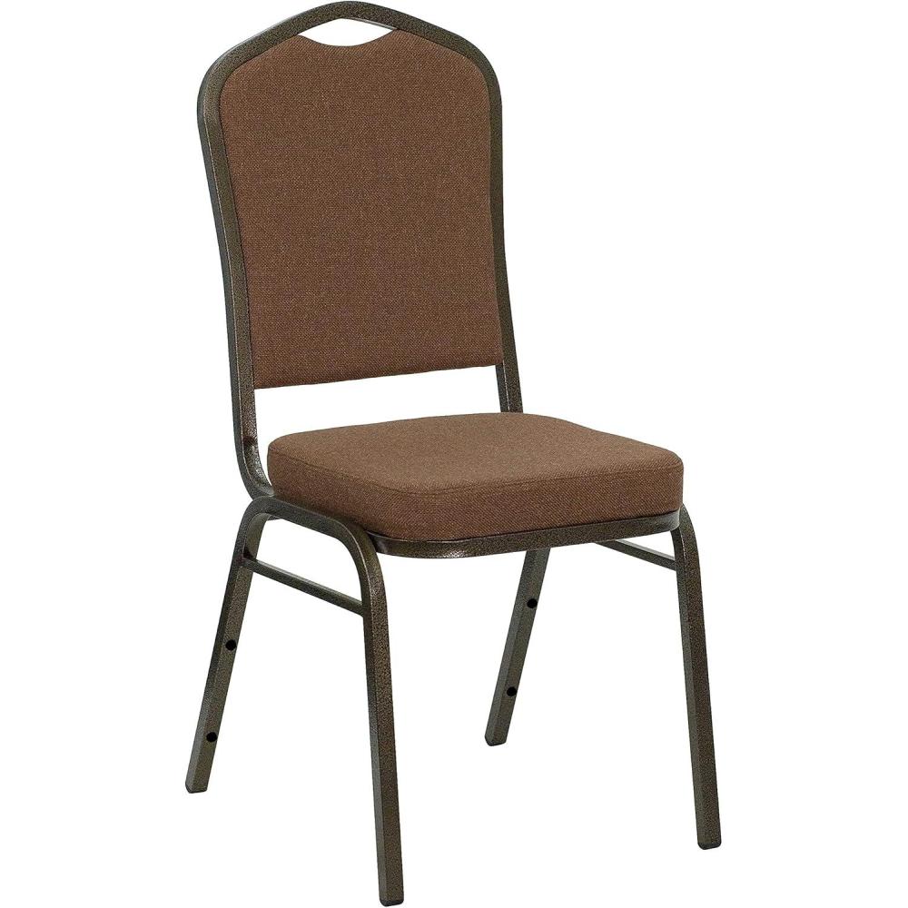 imageFlash Furniture 4 Pack HERCULES Series Crown Back Stacking Banquet Chair in Black Fabric Silver FrameCoffee FabricGold Vein Frame