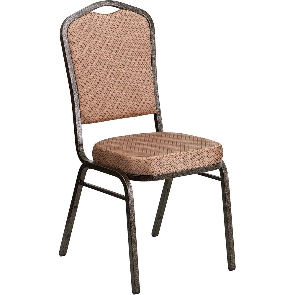 imageFlash Furniture 4 Pack HERCULES Series Crown Back Stacking Banquet Chair in Black Fabric Silver FrameGold Diamond Patterned FabricGold Vein Frame