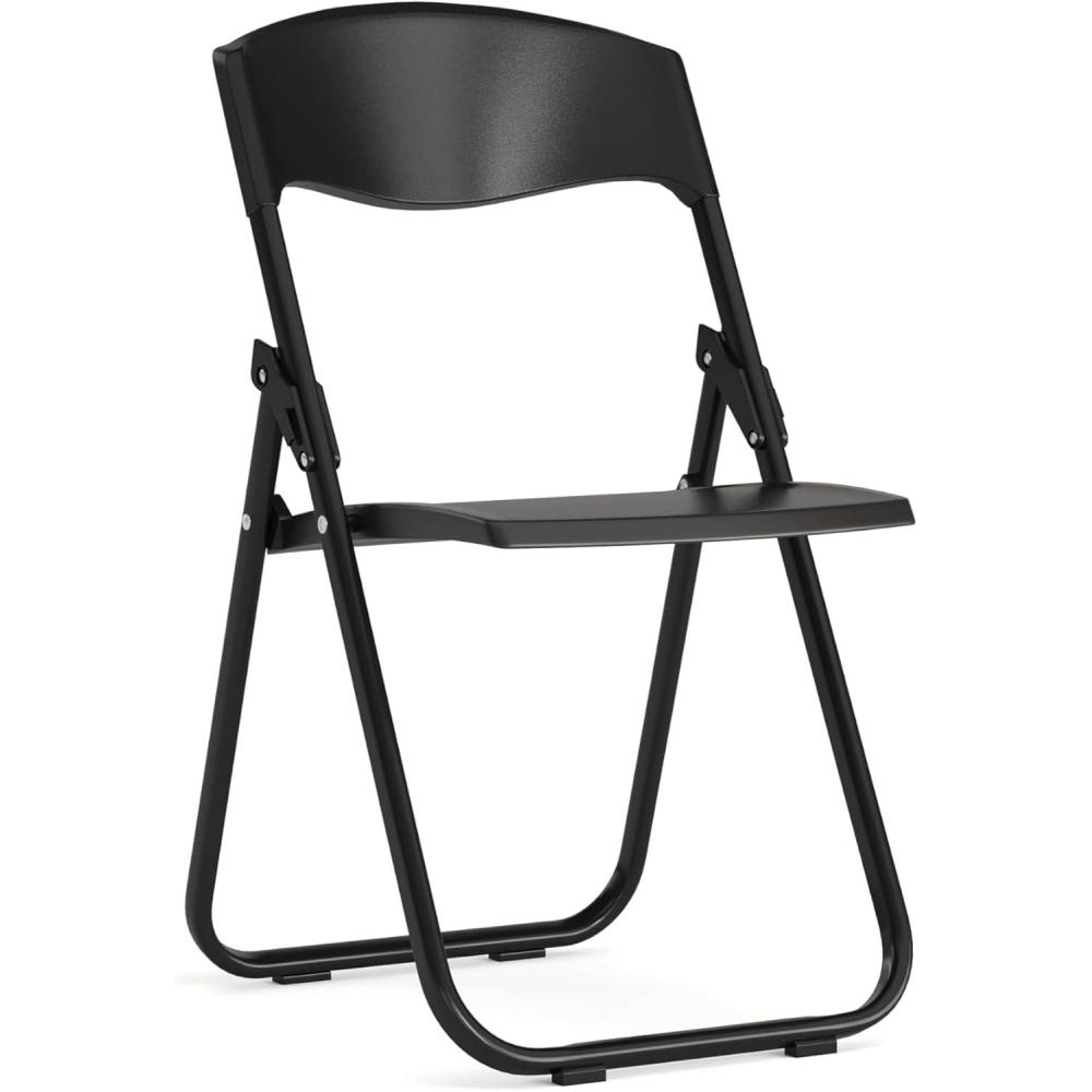 imageFlash Furniture 6 Pack HERCULES Series 500 lb Capacity Heavy Duty Black Plastic Folding Chair with Builtin Ganging BracketsBlack