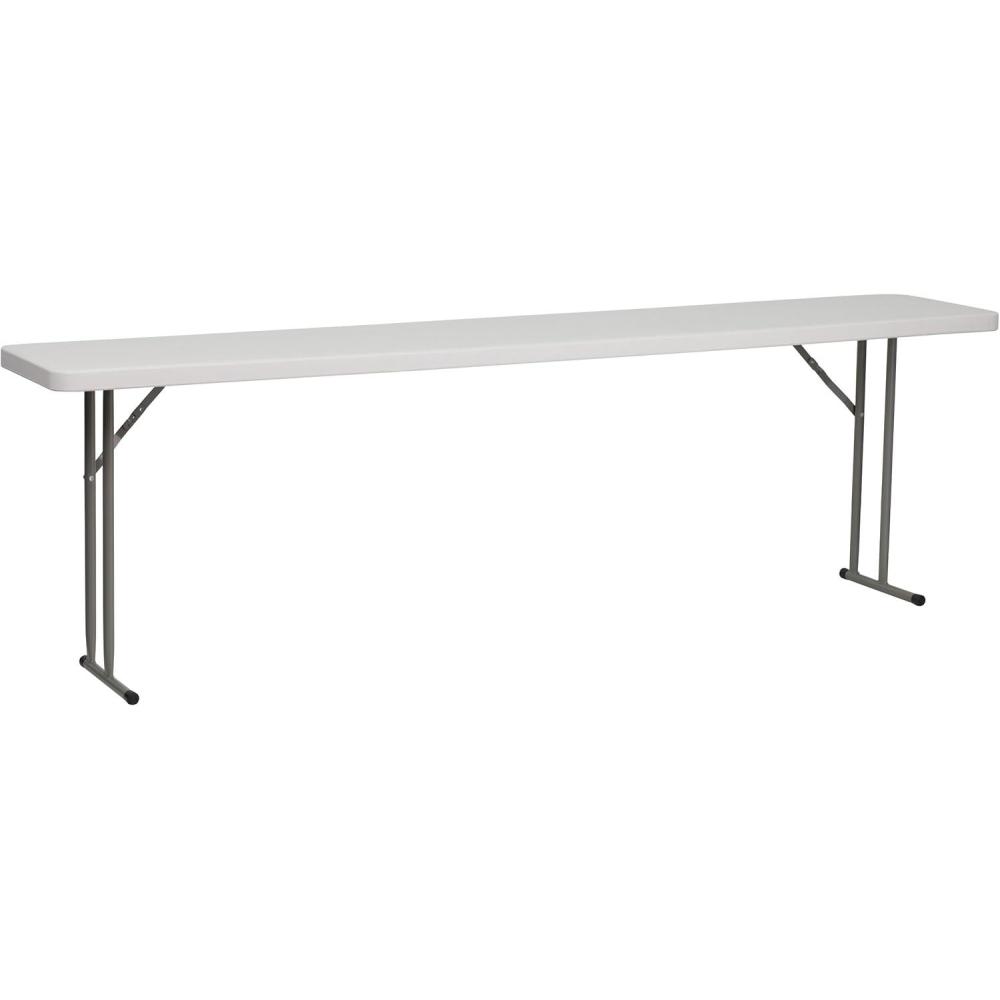 imageFlash Furniture 8 Plastic Folding Training and Event Table Rectangular Folding Training Table with 330lb Static Weight Capacity WhiteClassic
