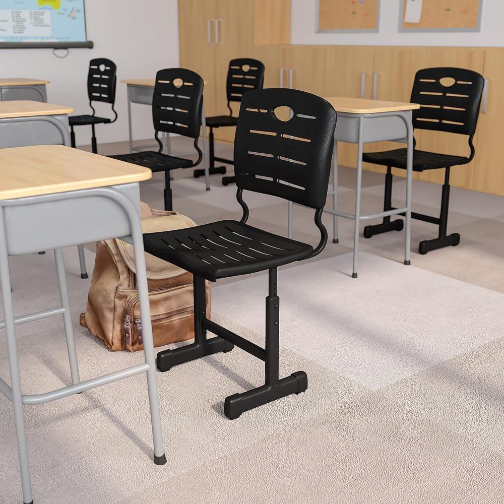 imageFlash Furniture Adjustable Height Black Student Chair with Black Pedestal FrameSet of 12  Seat Height 165185