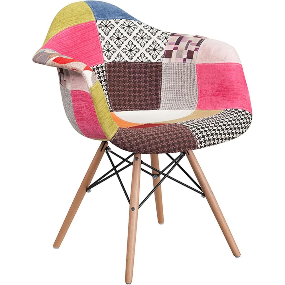 imageFlash Furniture Alonza Series Milan Patchwork Fabric Chair with Wooden Legs
