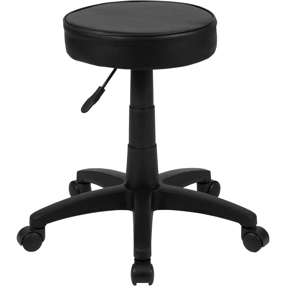 imageFlash Furniture Baker Black Adjustable Doctors Stool on Wheels with Ergonomic Molded Seat