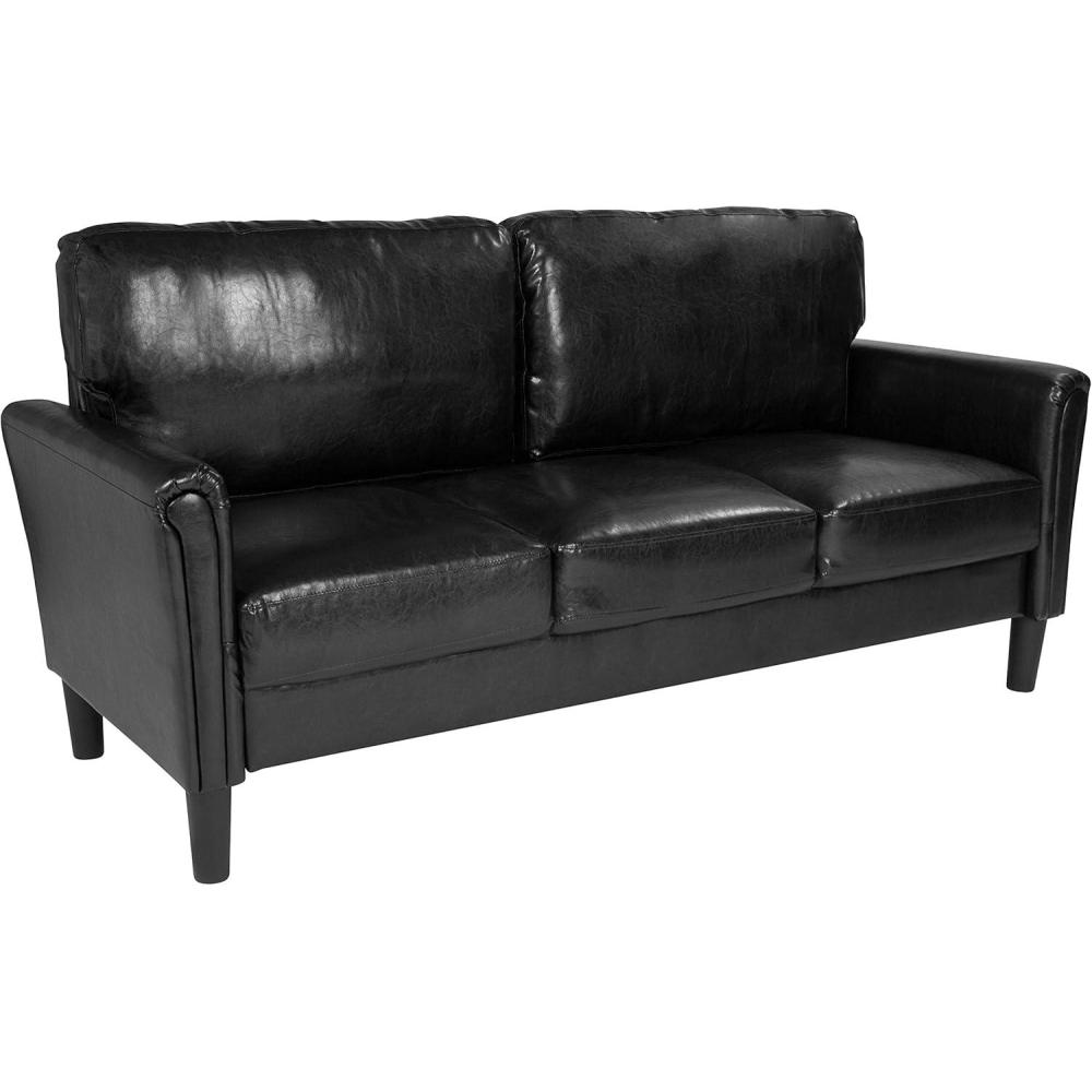 imageFlash Furniture Bari Upholstered Sofa in Black LeatherSoft