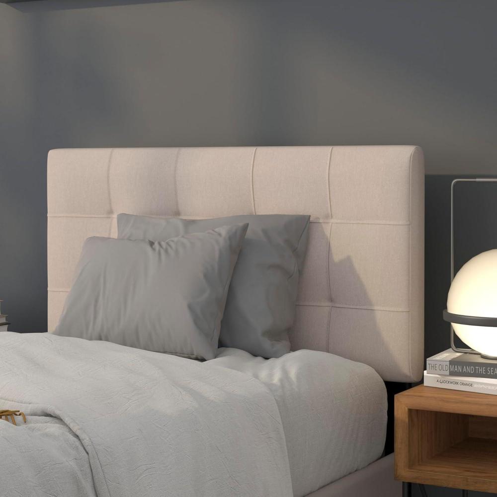 imageFlash Furniture Bedford Box Stitch Tufted Upholstered Twin Size Headboard in Black FabricBeige