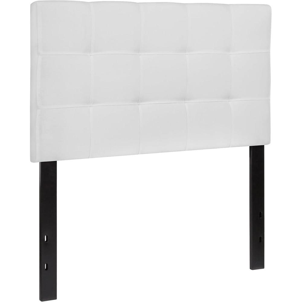 imageFlash Furniture Bedford Box Stitch Tufted Upholstered Twin Size Headboard in Black FabricWhite