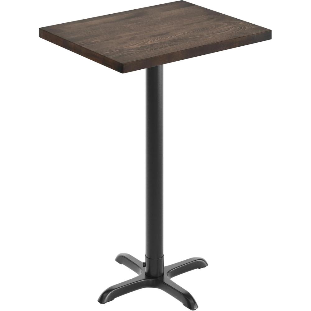 imageFlash Furniture Bennett 30quot x 60quot Solid Wood Commercial Indoor Tabletop in Natural with 22quot x 22quot Bar Height Black Cast Iron X Base 300 lb Static CapacityDark Brown TopBlack Base