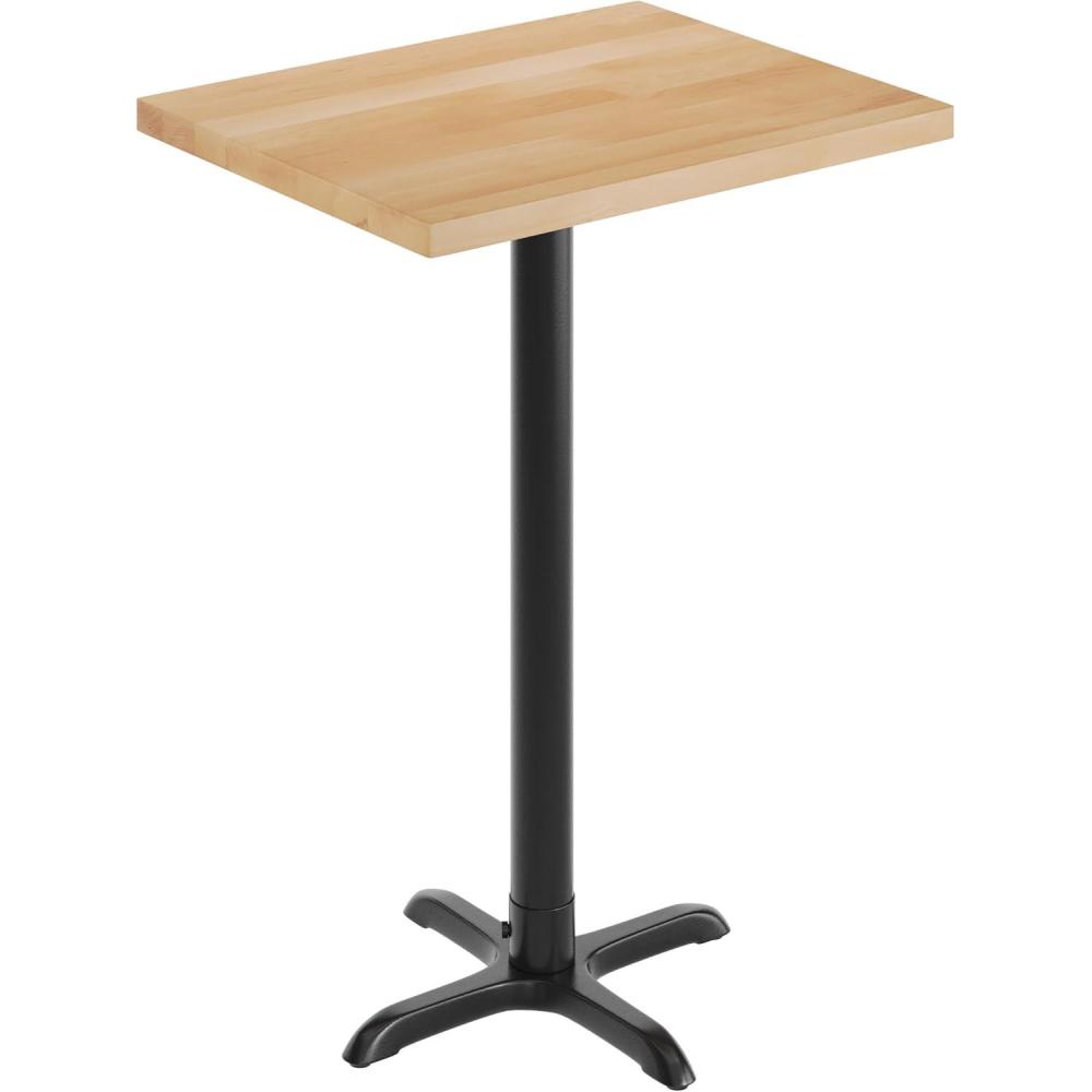 imageFlash Furniture Bennett 30quot x 60quot Solid Wood Commercial Indoor Tabletop in Natural with 22quot x 22quot Bar Height Black Cast Iron X Base 300 lb Static CapacityNatural TopBlack Base