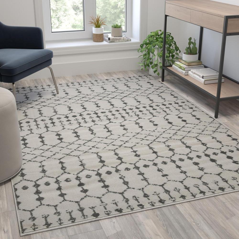 imageFlash Furniture Beth Geometric Bohemian Low Pile Rug 2 x 6 Dark GrayIvory PolyesterIvoryGray