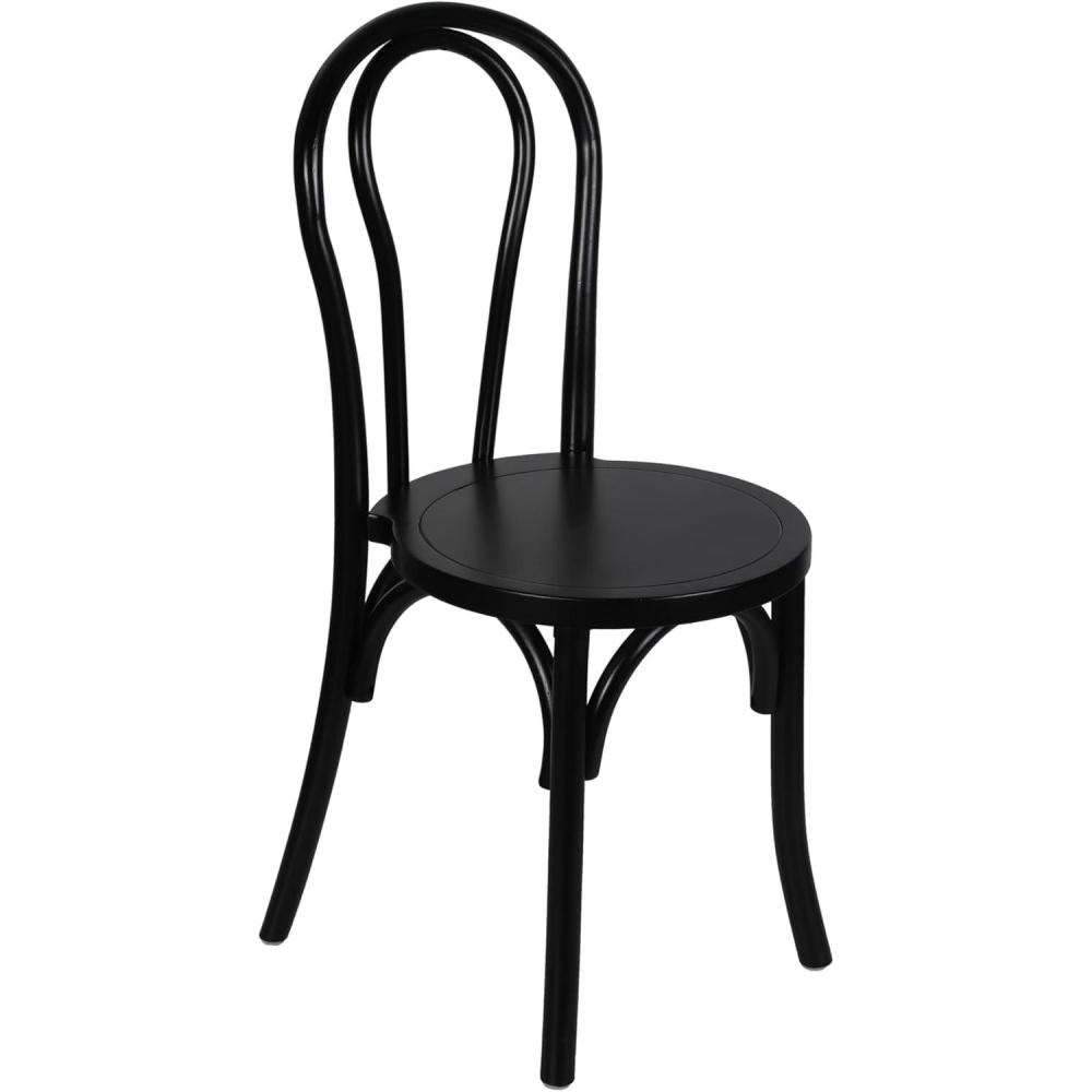 imageFlash Furniture Betsy Commercial Solid Wood Dining Chair Thonet Style Stackable Design Mortise and Tenon 350 lbs Static Weight Capacity BlackBlack