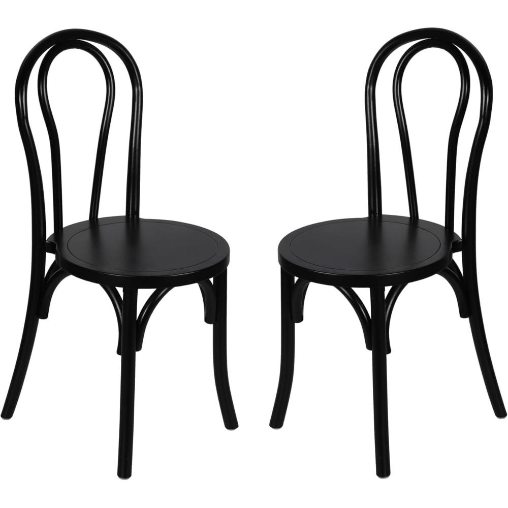 imageFlash Furniture Betsy Commercial Solid Wood Dining Chair Thonet Style Stackable Design Mortise and Tenon 350 lbs Static Weight Capacity Set of 2 BlackBlack