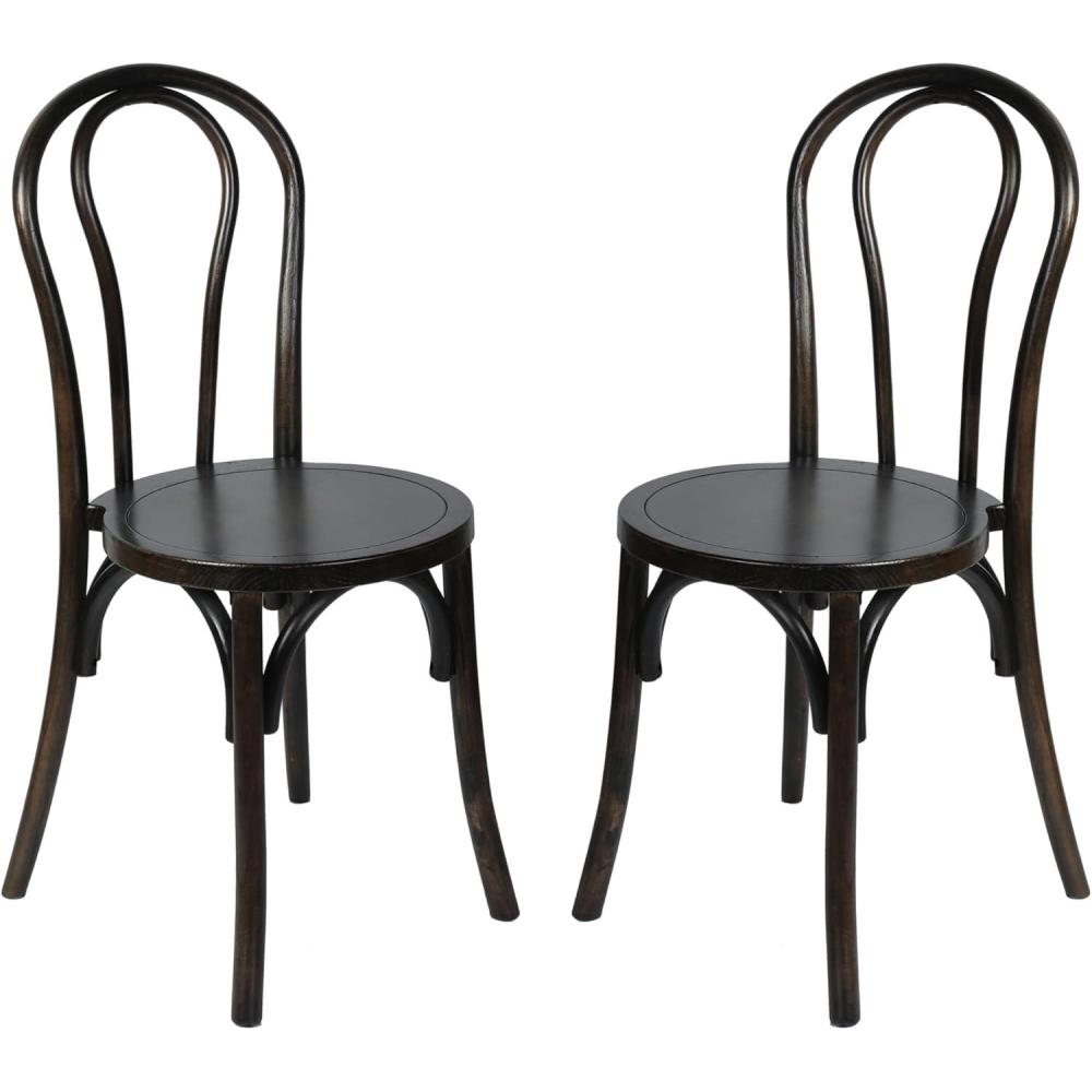 imageFlash Furniture Betsy Commercial Solid Wood Dining Chair Thonet Style Stackable Design Mortise and Tenon 350 lbs Static Weight Capacity Set of 2 BlackEarly American Wood