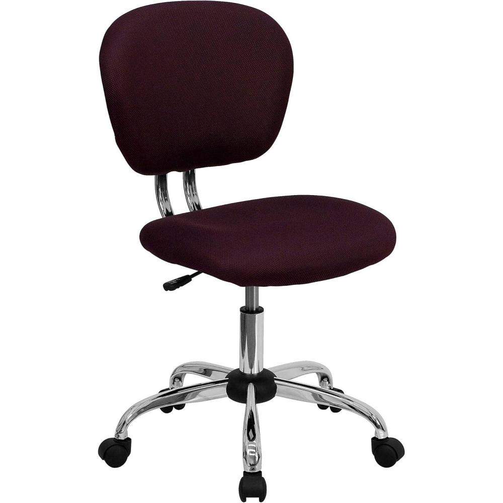 imageFlash Furniture Beverly MidBack White Mesh Padded Swivel Task Office Chair with Chrome BaseBurgundy
