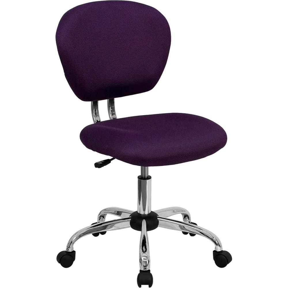 imageFlash Furniture Beverly MidBack White Mesh Padded Swivel Task Office Chair with Chrome BasePurple
