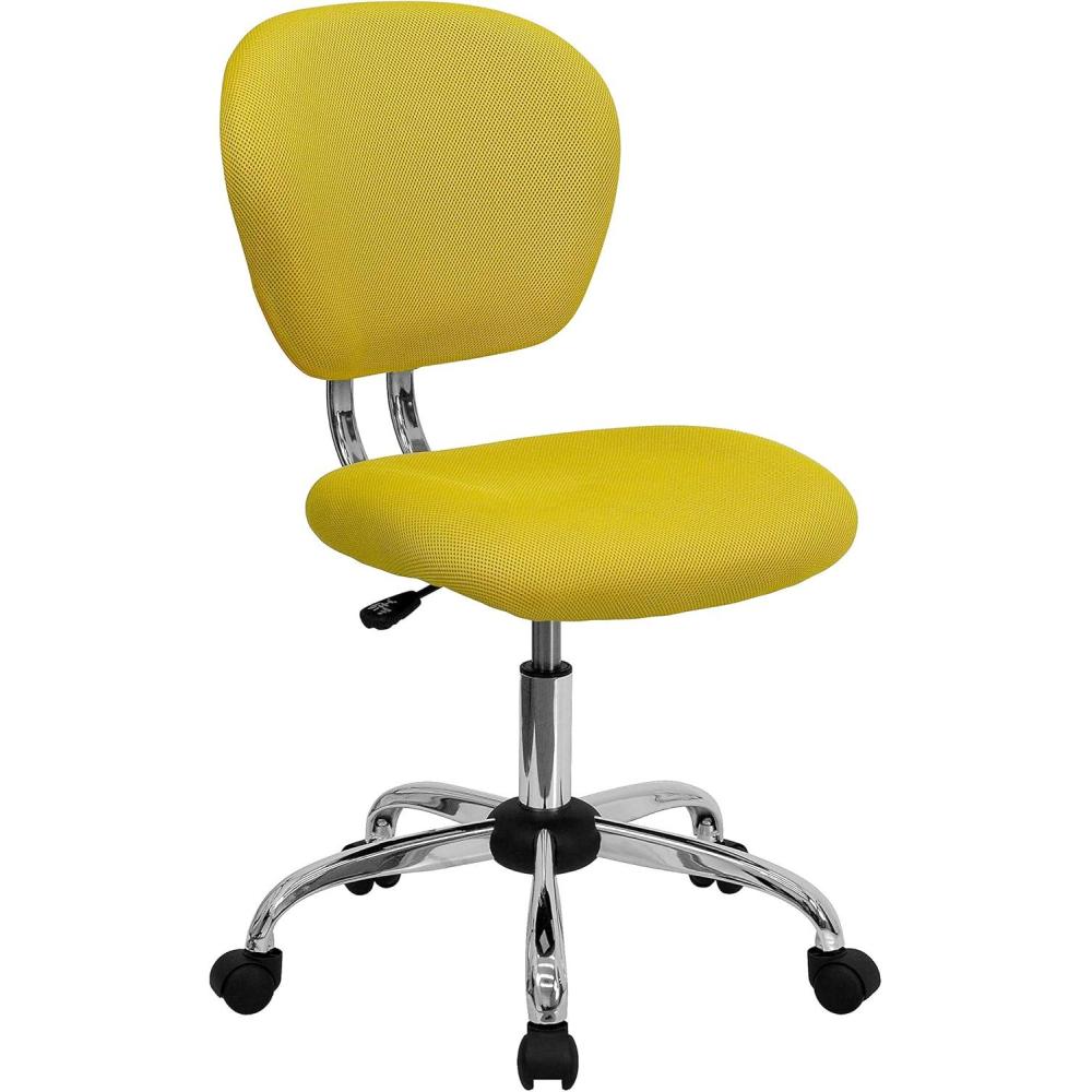 imageFlash Furniture Beverly MidBack White Mesh Padded Swivel Task Office Chair with Chrome BaseYellow
