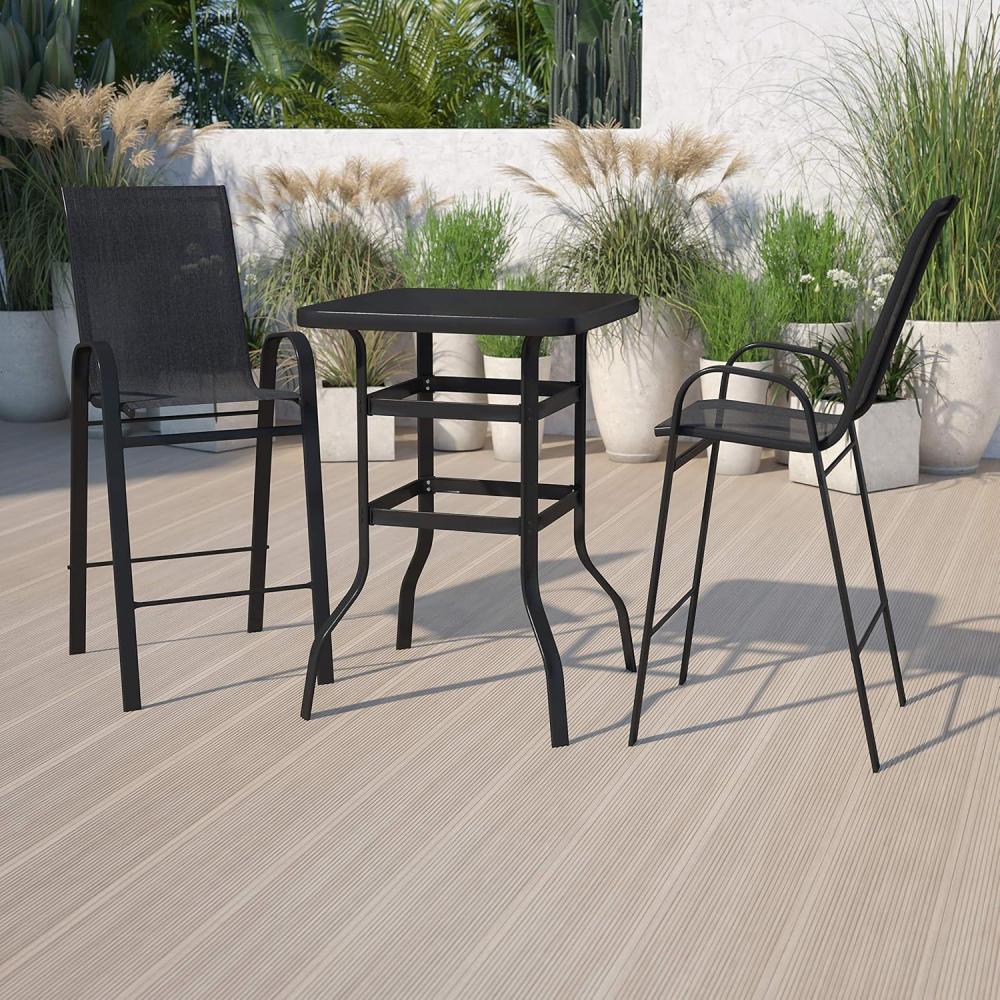 imageFlash Furniture Brazos 4Person Outdoor Dining SetBlack