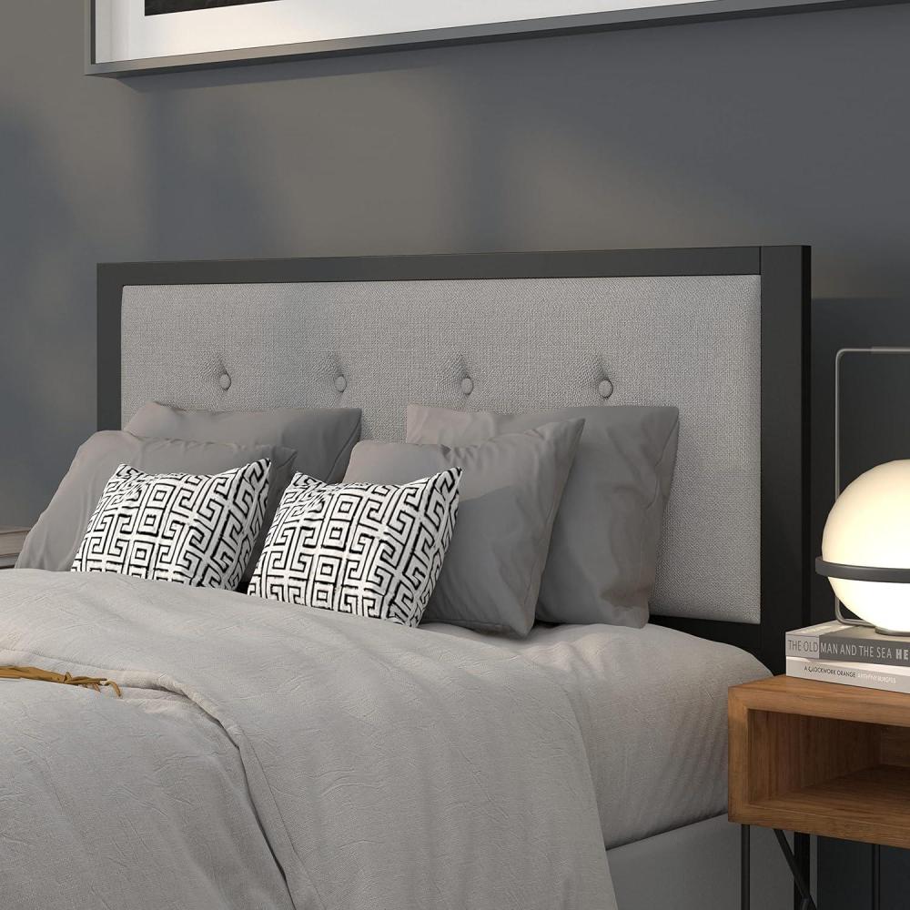 imageFlash Furniture Bristol Metal Tufted Upholstered Full Size Headboard in Light Gray FabricLight Gray