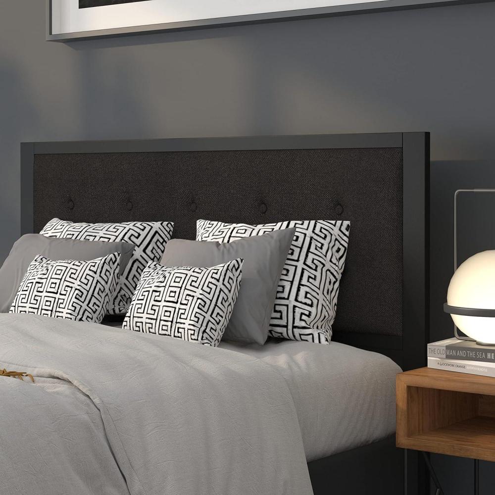 imageFlash Furniture Bristol Metal Tufted Upholstered Queen Size Headboard in Black Fabric