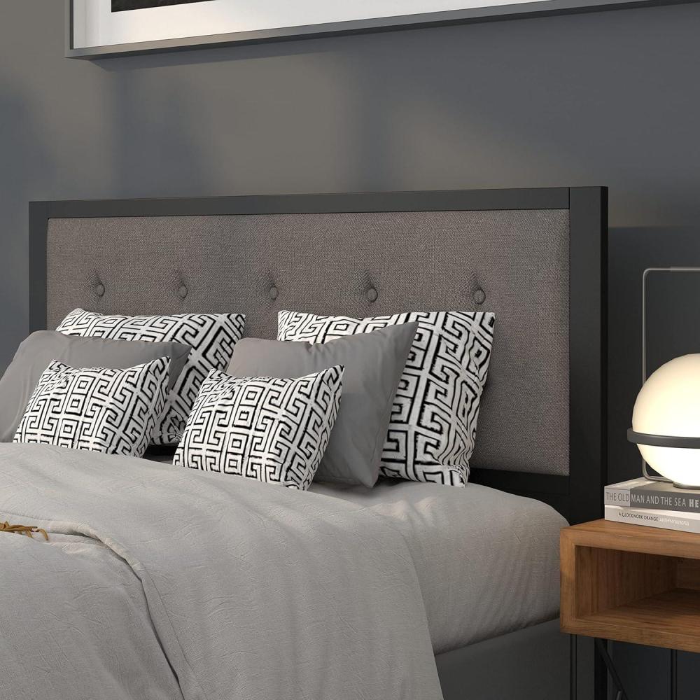 imageFlash Furniture Bristol Metal Tufted Upholstered Queen Size Headboard in Dark Gray Fabric