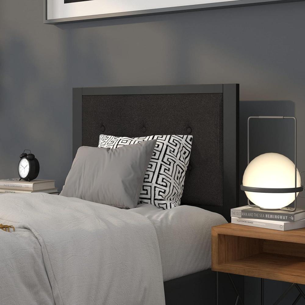 imageFlash Furniture Bristol Metal Tufted Upholstered Twin Size Headboard in Black FabricBlack