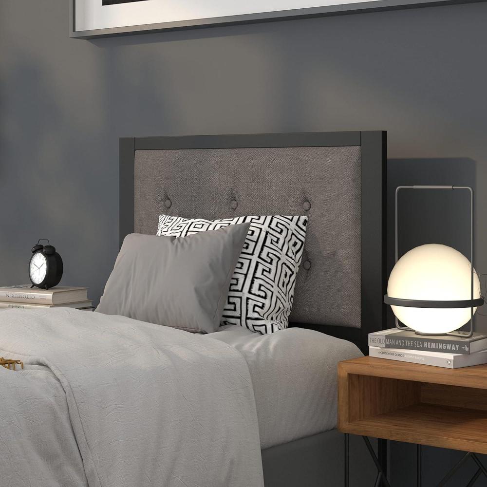 imageFlash Furniture Bristol Metal Tufted Upholstered Twin Size Headboard in Black FabricDark Gray