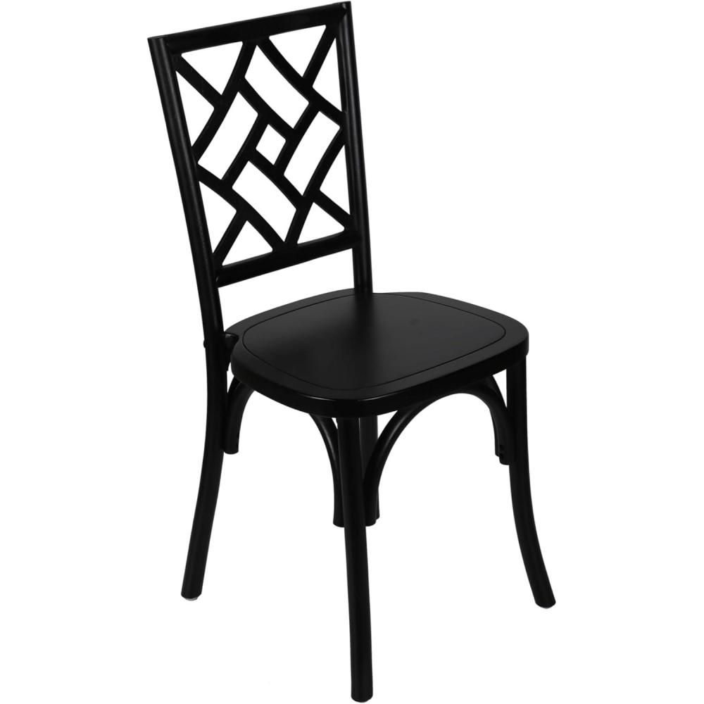 imageFlash Furniture Brooklyn Commercial Solid Wood Dining Chair Stackable Design Intricate Back Mortise and Tenon 350 lbs Static Weight Capacity Set of 2 WhiteBlack