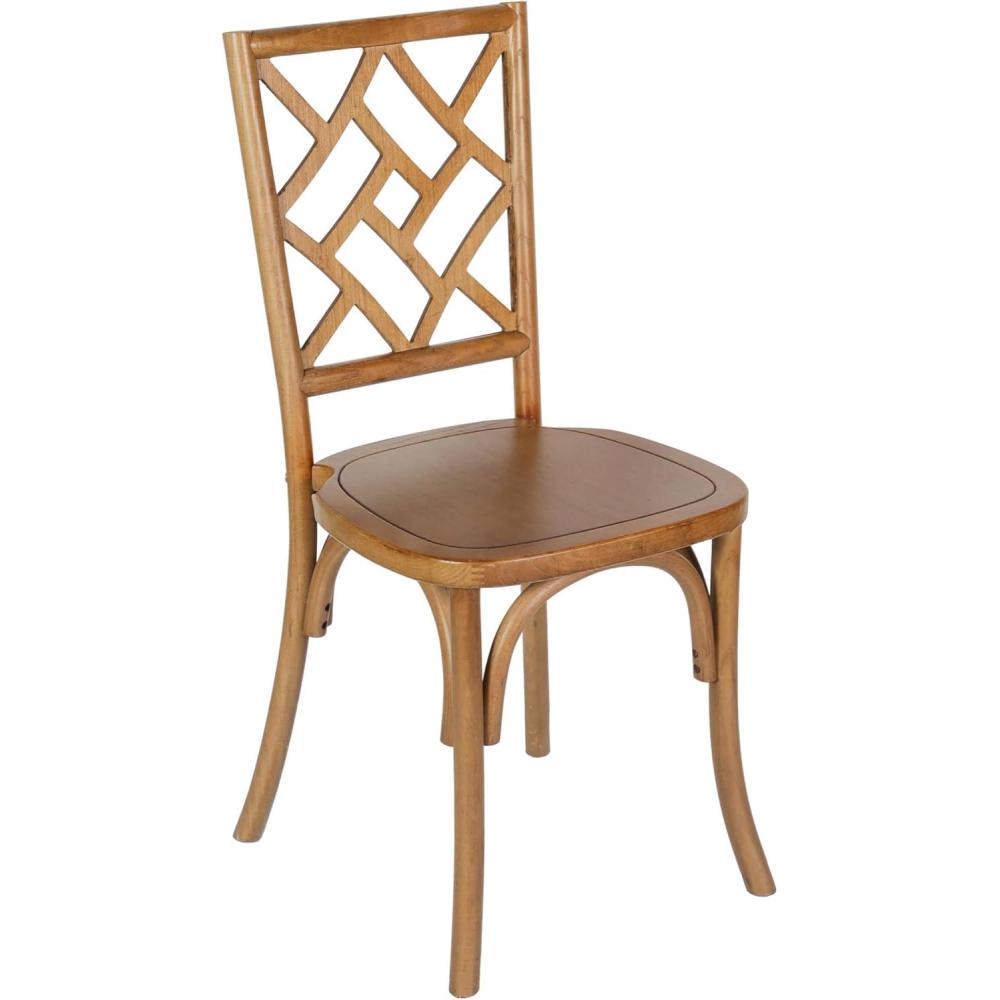 imageFlash Furniture Brooklyn Commercial Solid Wood Dining Chair Stackable Design Intricate Back Mortise and Tenon 350 lbs Static Weight Capacity Set of 2 WhitePecan