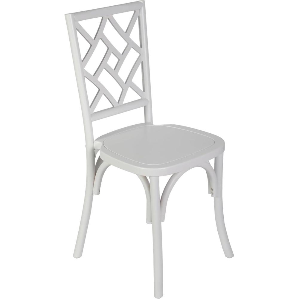 imageFlash Furniture Brooklyn Commercial Solid Wood Dining Chair Stackable Design Intricate Back Mortise and Tenon 350 lbs Static Weight Capacity Set of 2 WhiteWhite