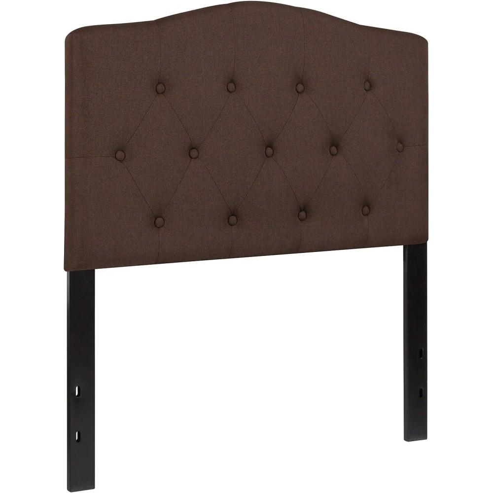 imageFlash Furniture Cambridge Tufted Upholstered Twin Size Headboard in White FabricDark Brown