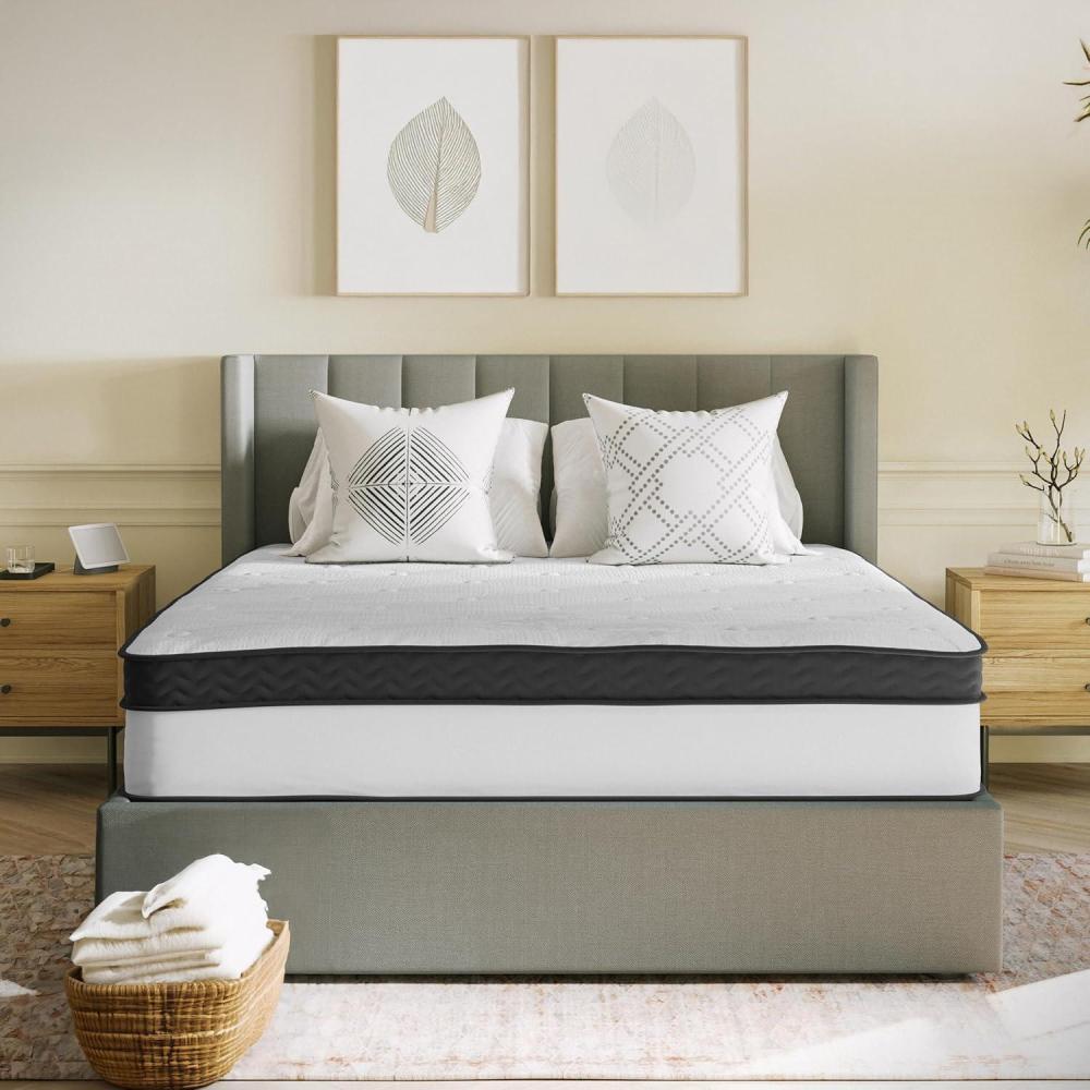 imageFlash Furniture Capri Comfortable Sleep 12 Inch CertiPURUS Certified Memory Foam ampamp Pocket Spring Mattress Full Mattress in a Box WhiteQueen