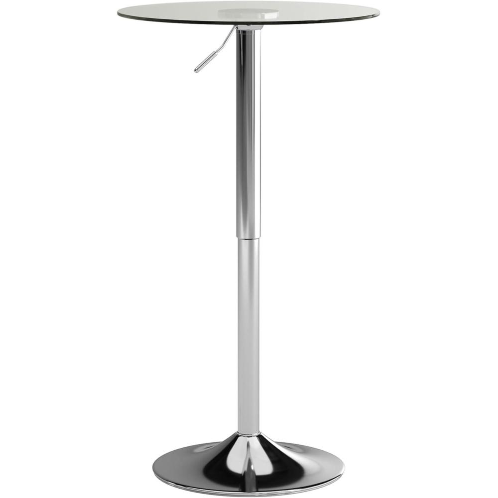 imageFlash Furniture Chad 235 Round Glass Cocktail Table with Adjustable Height Frame Bar Height Table for Commercial or Residential Use ClearChrome