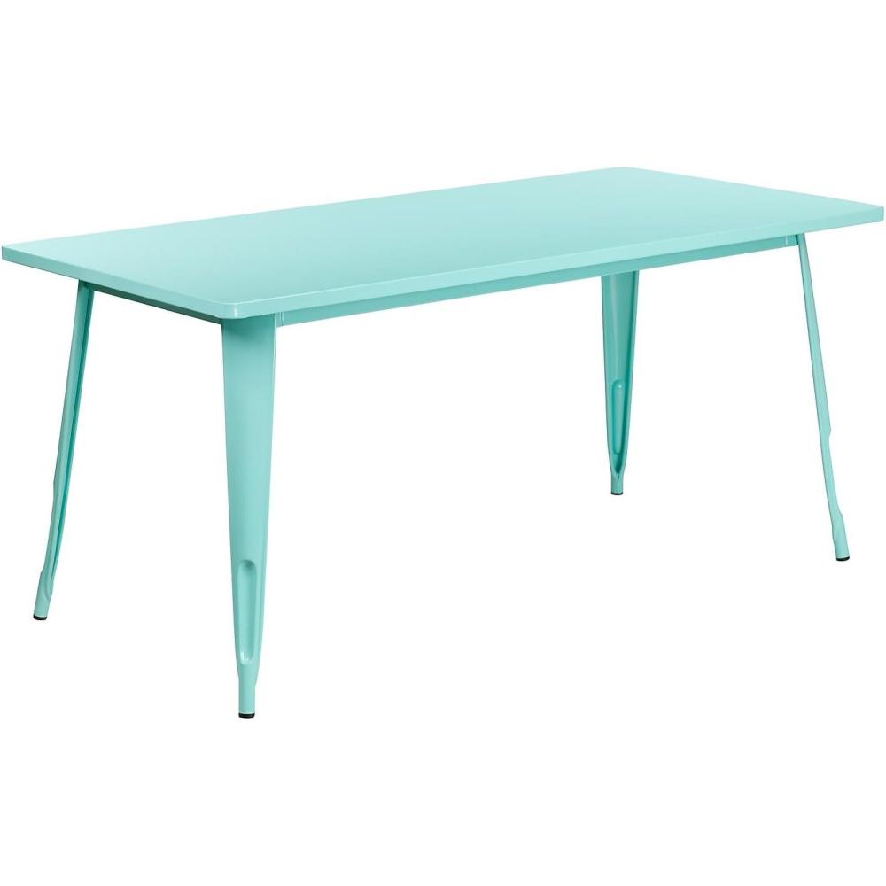 imageFlash Furniture Charis Commercial Grade 315quot x 63quot Rectangular Silver Metal IndoorOutdoor TableMint Green