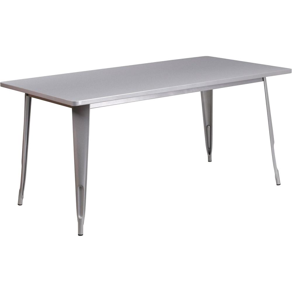 imageFlash Furniture Charis Commercial Grade 315quot x 63quot Rectangular Silver Metal IndoorOutdoor TableSilver
