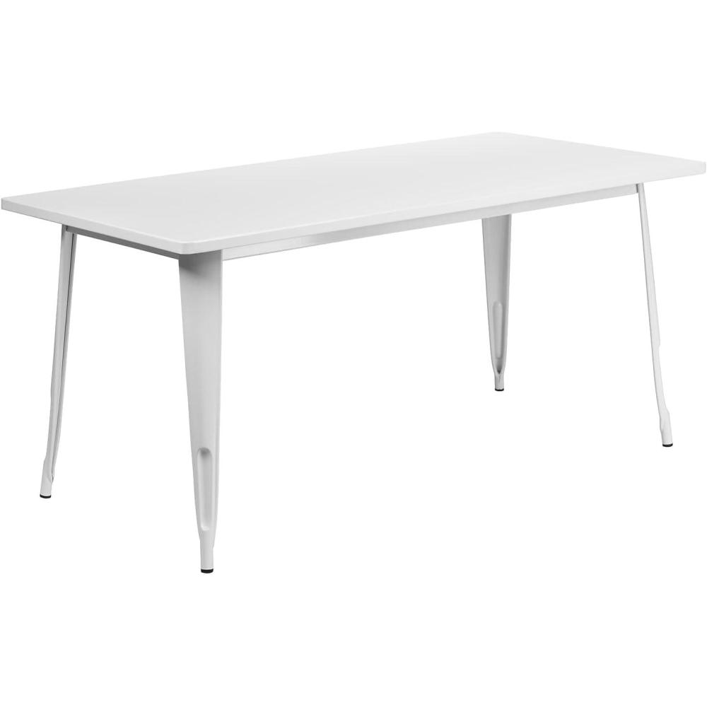 imageFlash Furniture Charis Commercial Grade 315quot x 63quot Rectangular Silver Metal IndoorOutdoor TableWhite
