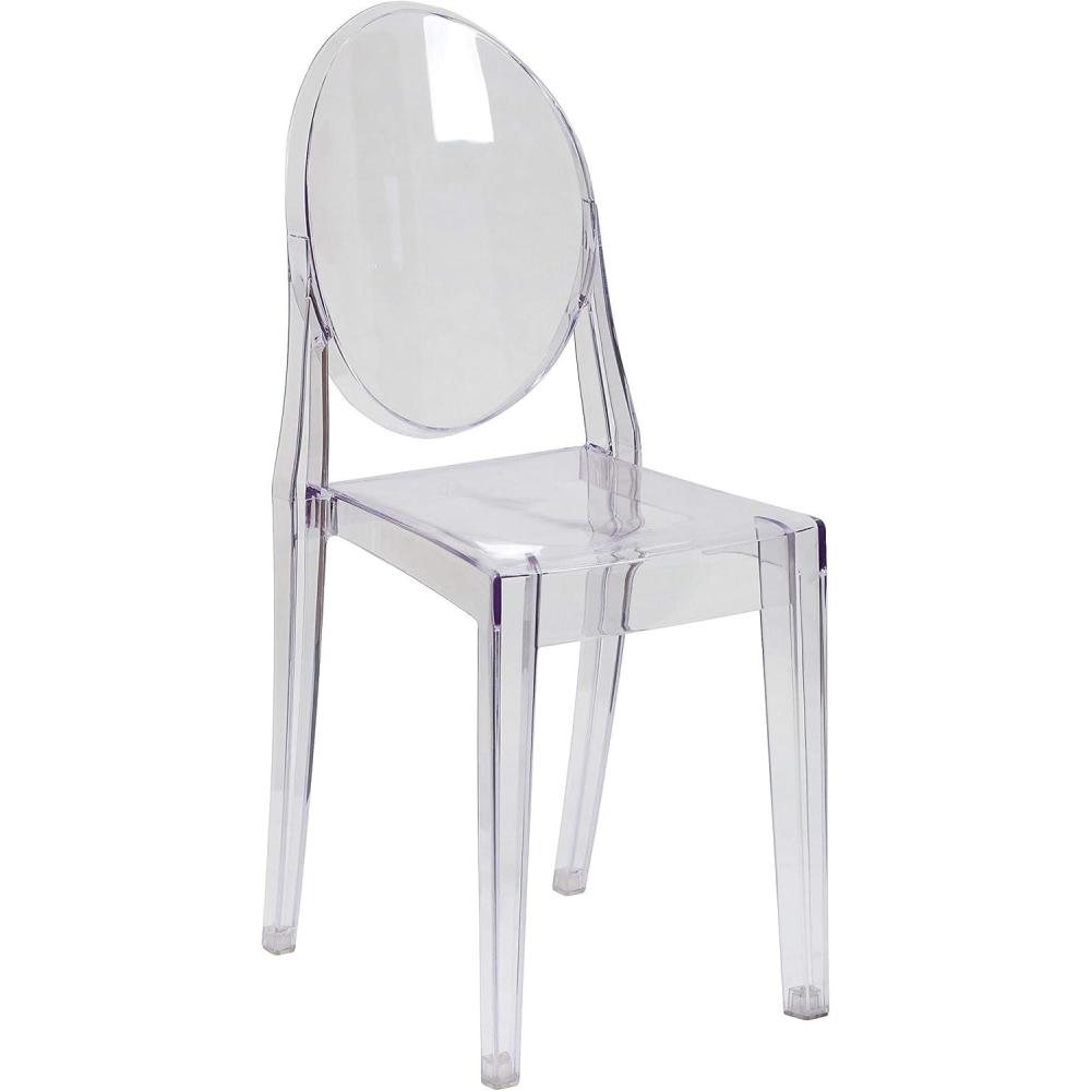 imageFlash Furniture Cheryl IndoorOutdoor Ghost Accent and Dining Chair with Contoured Seat Stackable Transparent Restaurant Chair Transparent Crystal4