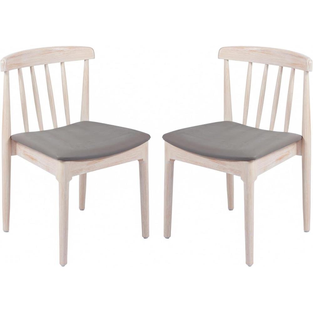 imageFlash Furniture Chester Solid Wood Dining Chair Commercial Grade Restaurant Chair with Curved Spindle Backrest and Vinyl Padded Seat Antique WhiteBeigeBrown Vinyl SeatAntique White Wood Frame