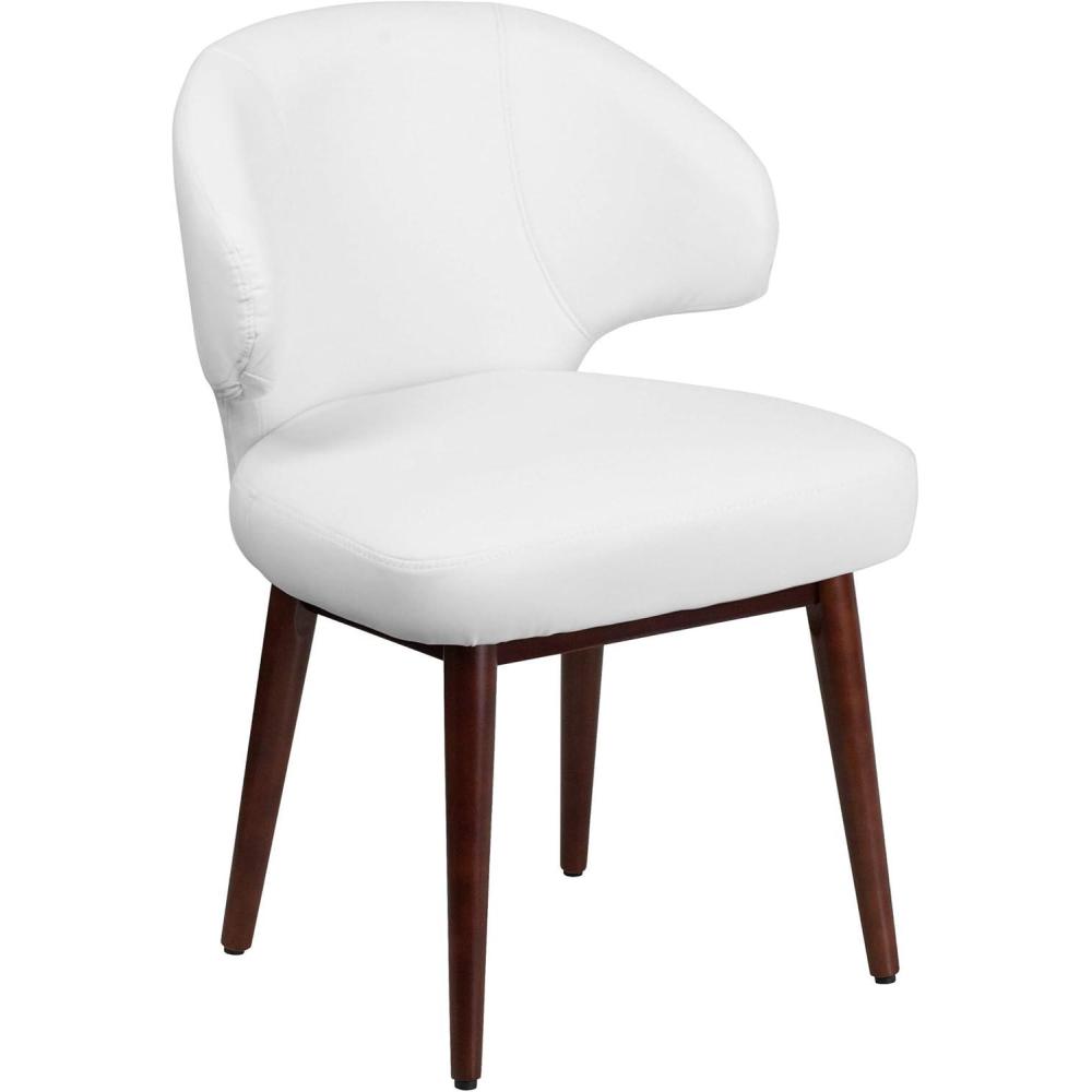 imageFlash Furniture Comfort Back Series Brown LeatherSoft Side Reception Chair with Walnut LegsBlack Leathersoft